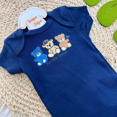Conj body Ursinhos Adorable Friends Marinho e Short 